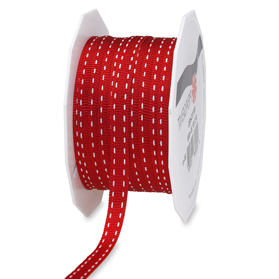 3720720609 Ripsband-STITCHES, 7mm breit / 20m-Rolle, rot