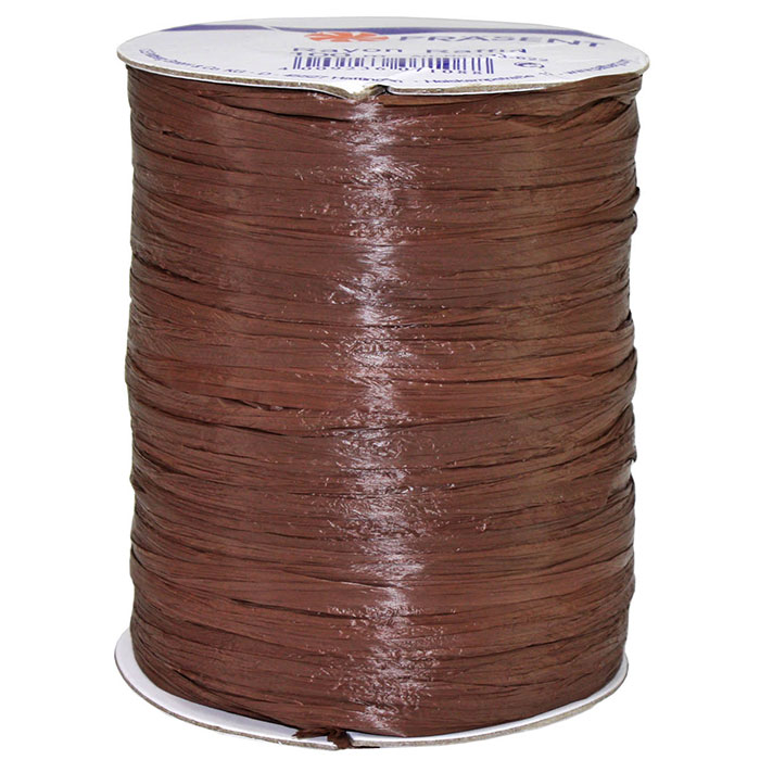 Raffia - RAYON, Bindebast: 5mm breit / 100m-Rolle, dunkelbraun