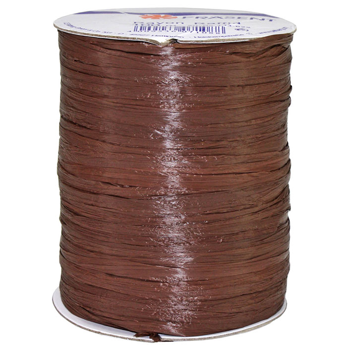 raffia-dunkelbraun Raffia - RAYON, Bindebast: 5mm breit / 100m-Rolle, dunkelbraun