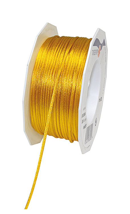 gelb-486-03-50-605-Rhein Satinkordel-RHEIN, gelb: 3 mm breit - 50-Meter-Rolle