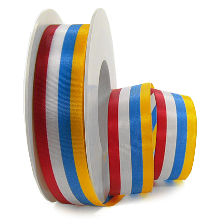 2436KAR25-2A5RgyPZe8Hshw KARNEVAL-Dekorband: 25mm breit / 25m-Rolle, rot-weiß-blau-gelb