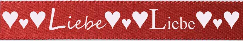 Liebe-rot Herzband "Liebe", rot: 15mm breit - 25m-Rolle