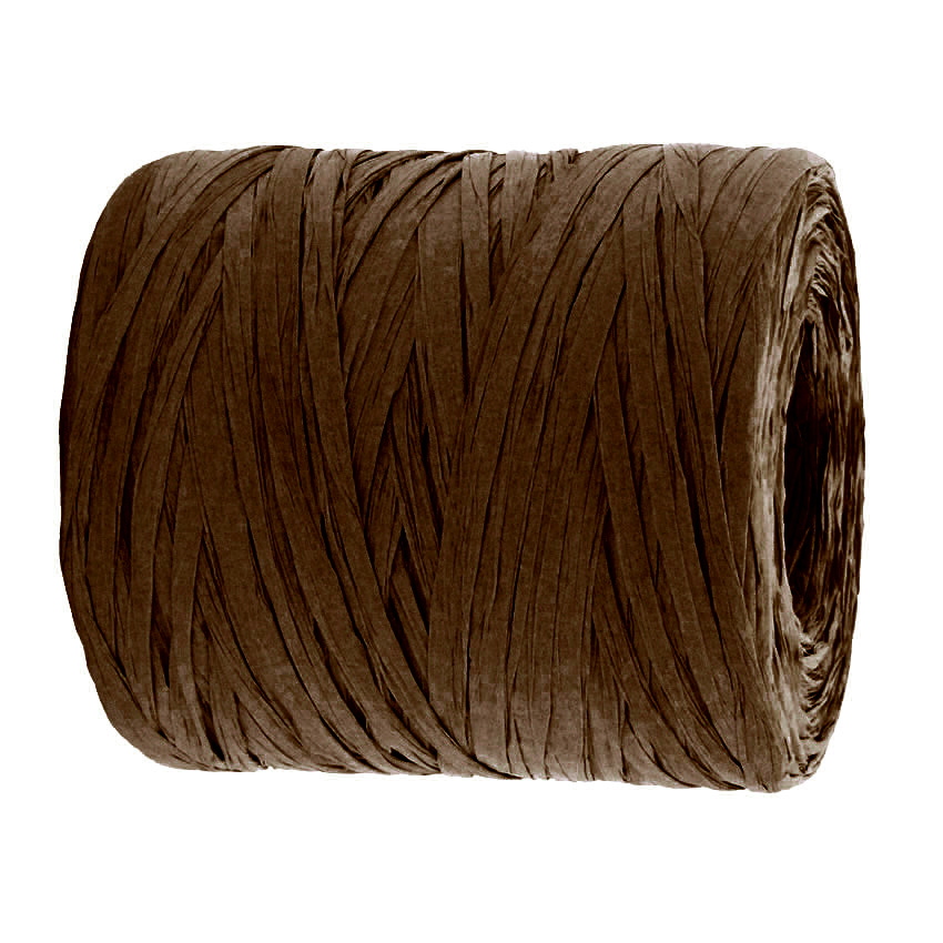 8RAF200-48 PAPER-Raffia-Bast, schokobraun: 5mm breit / 200m-Rolle