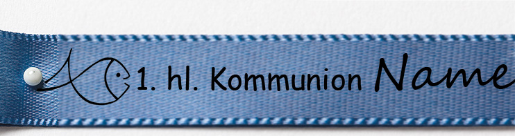 Beispiel Kommunionsband, blau: 15mm breit / 25m-Rolle