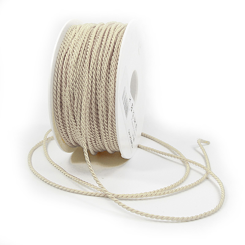 Kordel: 2mm breit / 50m-Rolle, creme