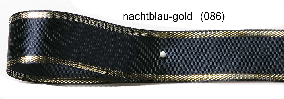 Satinband EASY mit Goldkante: nachtblau-gold (086)