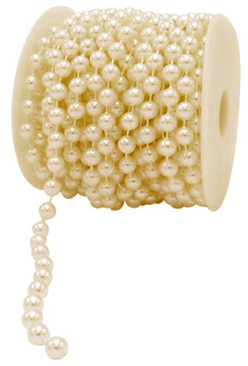 8-032207-02-Perlen-KetteGjGRlwbEahBSw DEKO-PERLEN-Kette, creme: 8mm Ø breit / 10m-Rolle