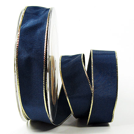 Dekoband Basic: 25mm breit / 25m, blau-gold