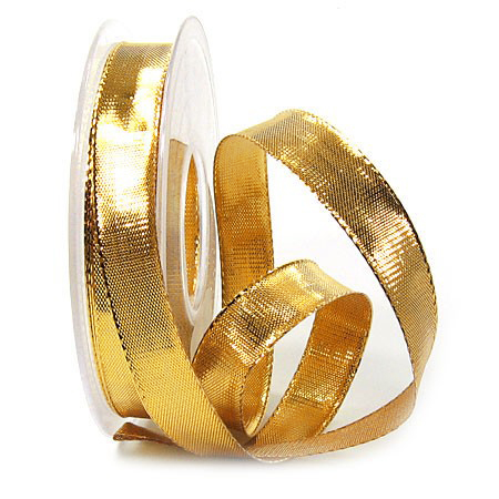 15300-15-04-gold_1 Goldband Glory: 15mm breit / 25m-Rolle, mit Drahtkante.