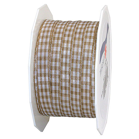 Vichy-karo-taupe-weis-10mm Vichy-Karoband, taupe-weiss: 10mm breit / 20m-Rolle