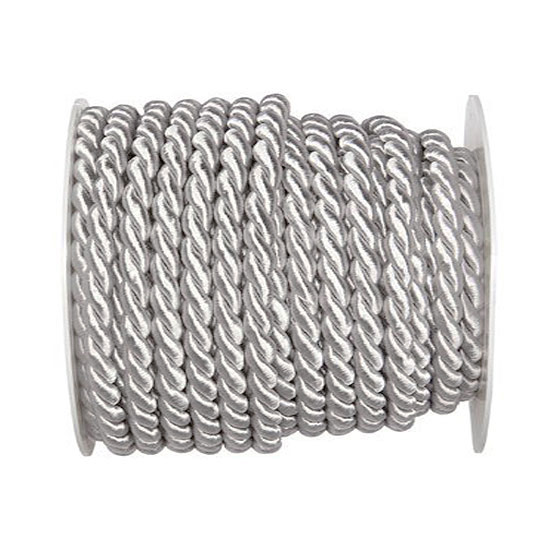 6mm-grau-127 Kordel, einfarbig gedreht: 6mm breit Ø / 25m-Rolle