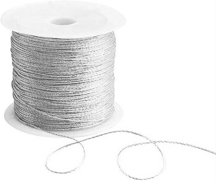 silber-schnur-mit-draht Draht-Kordel, silber-metallic: 1 mm breit / 50 Meter