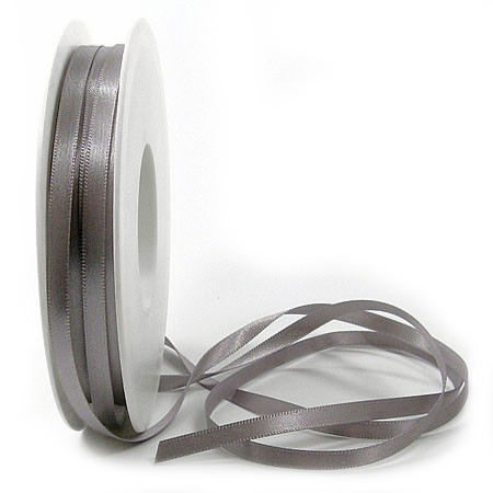 181-grau-silber-6mm Satinband SINFINITY, silber-grau: 6mm breit / 50m-Rolle, mit feiner Webkante.