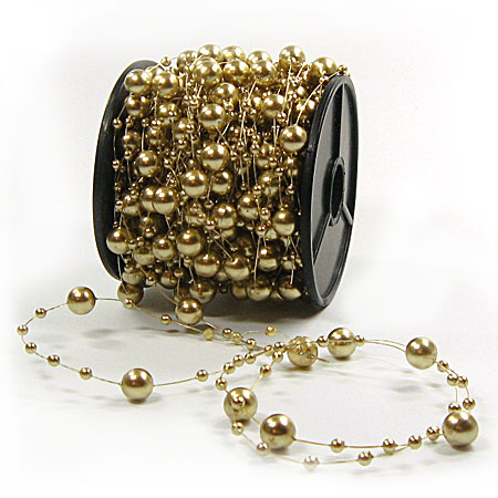 715015955 Dekoperlen, gold - 8mm breit / 15m-Rolle.