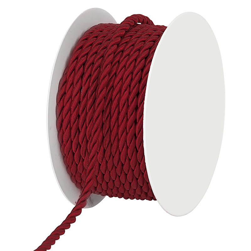 weinrot4mm-1 Kordel, einfarbig gedreht: 4mm breit Ø / 25m-Rolle.