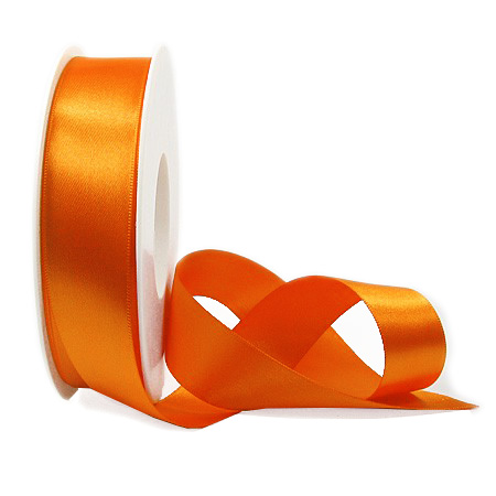 Satinband SINFINITY, orange: 25mm breit / 25m-Rolle, mit feiner Webkante.