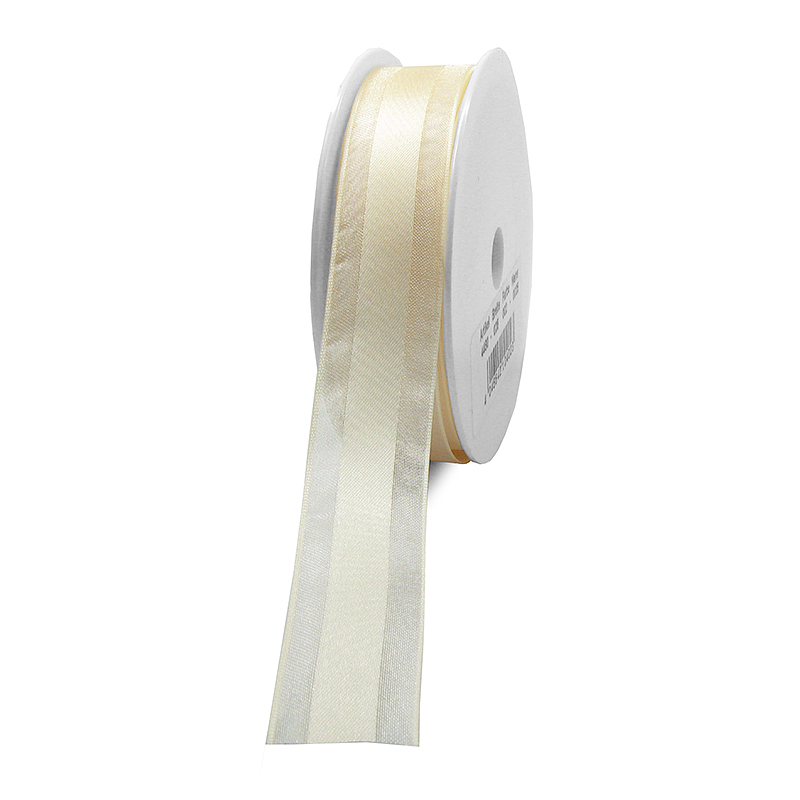 Dekorband-CHARMING, creme: 25mm breit / 25m-Rolle