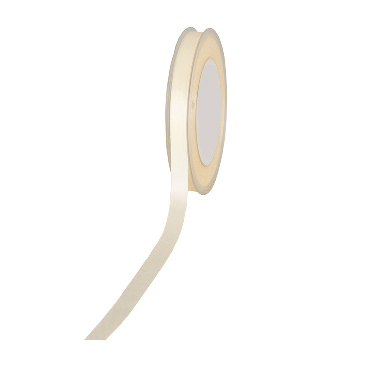 Satinband SIMPEL, creme: 10 mm breit / 25 Meter, mit einfacher schlichter Webkante.