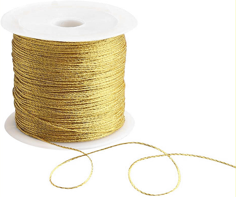 Gold-schnur-mit-draht Draht-Kordel, gold-metallic: 1 mm breit / 50 Meter