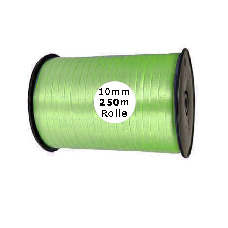 10mm-lindgruen Ringelband: 10mm breit / 250m-Rolle, hellgrün
