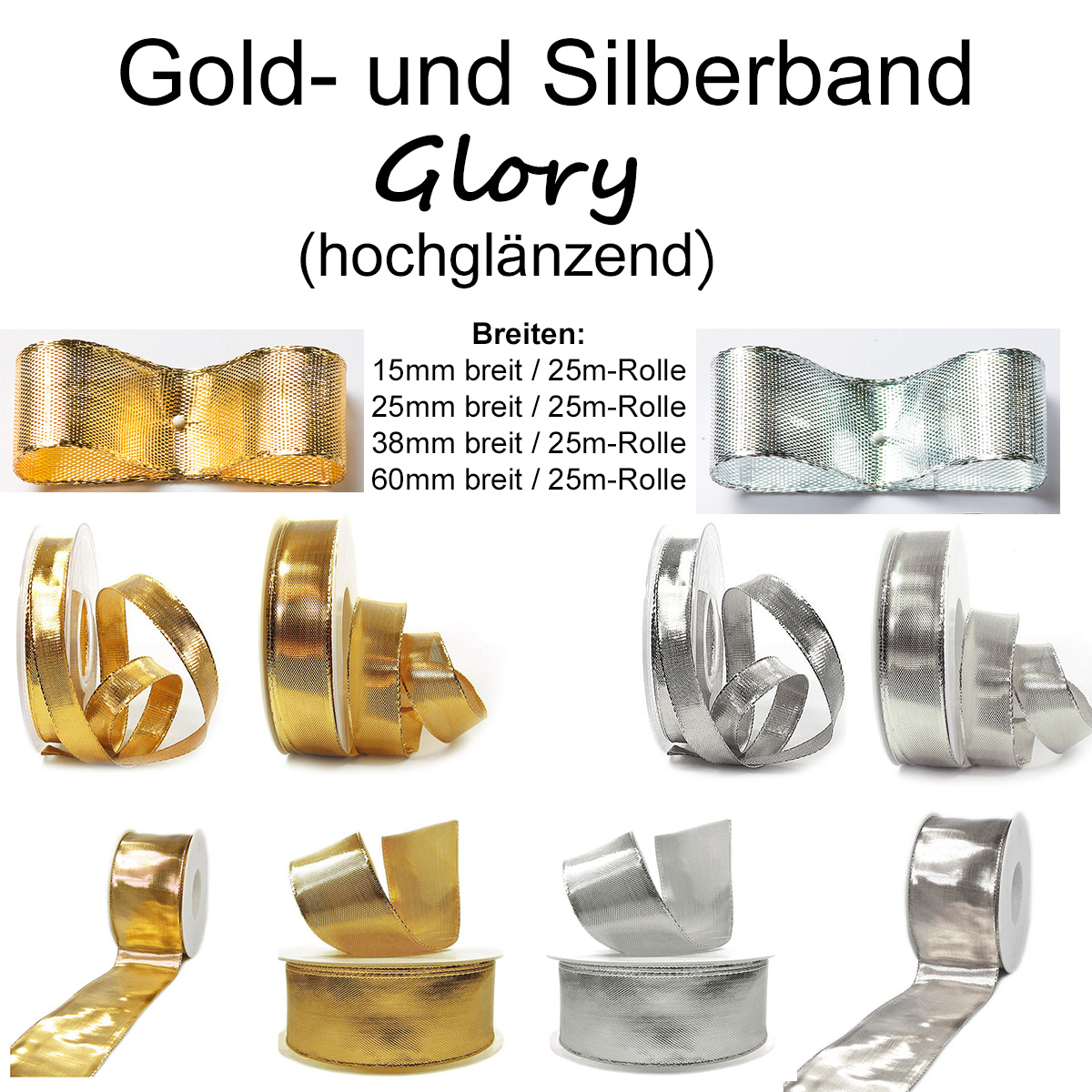 Lahnband in Gold und Silber, mit Drahtkante