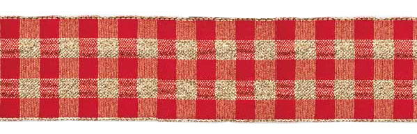 15600-38-042 Karoband, rot-gold: 38mm breit / 25m-Rolle, mit Drahtkante