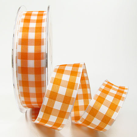 Karoband: 25mm breit / 25m-Rolle, orange-weiss