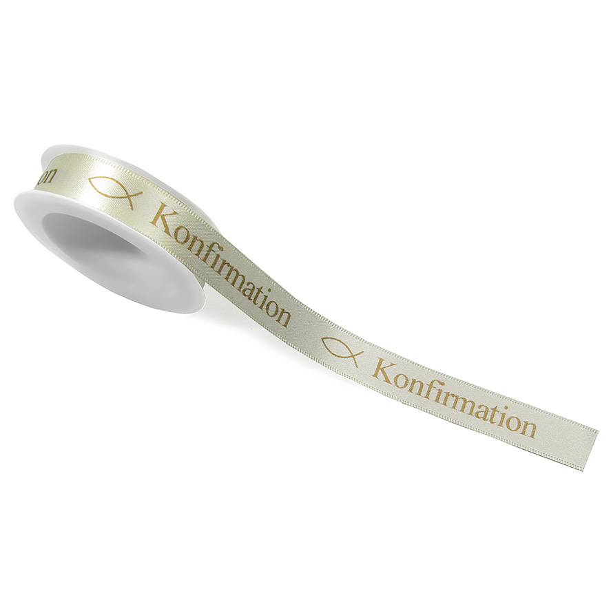 D-1210015048 Konfirmationsband "Konfirmation" 15mm breit/25m Rolle