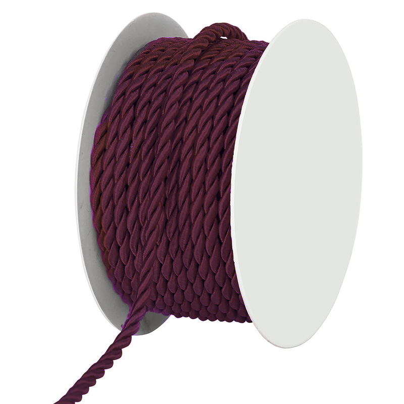 Kordel, bordeaux: 4mm breit / 25m-Rolle