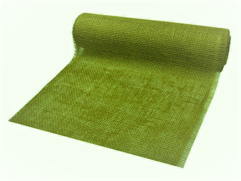 JUTE-2200112-moosgruen DEKOR-Jute - Tischläufer: 300mm breit / 10m-Rolle, moosgrün