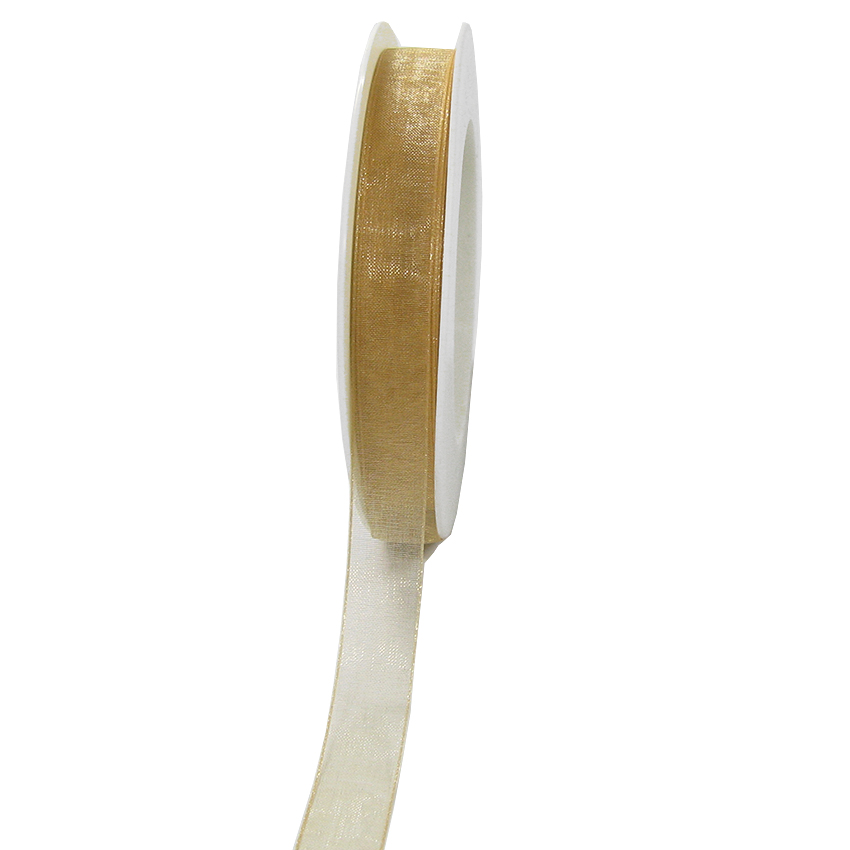 1250015178 Organzaband mit feiner Webkante, gold: 15mm breit / 25-Meter-Rolle