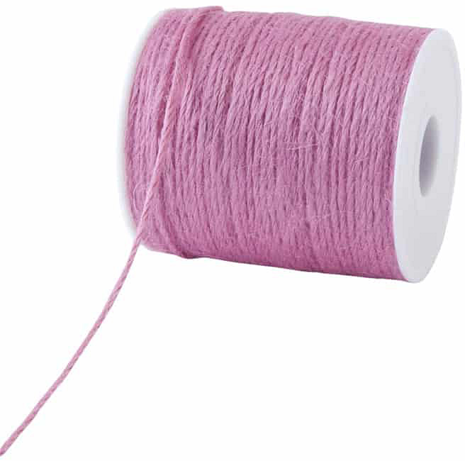 8-JUTE04-51 Jutekordel, rosa: 2mm breit / 100m-Rolle.