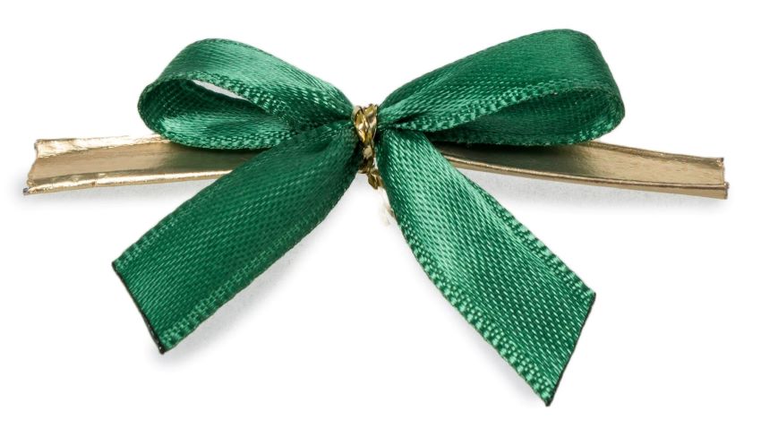 Fertigschleife 2-Flügel: Dunkelgrün - mit Draht-Clip.