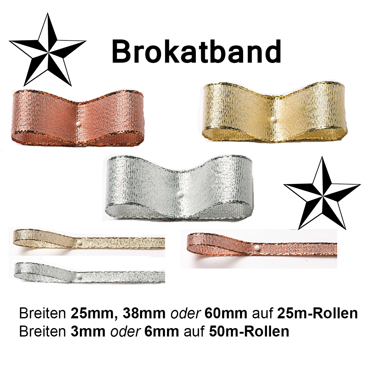 Brokatband, Breiten- und Farbauswahl