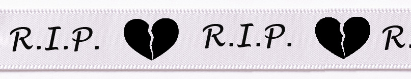 R-I-P-weiss Trauerband R.I.P. weiss: 15mm breit - 25m-Rolle