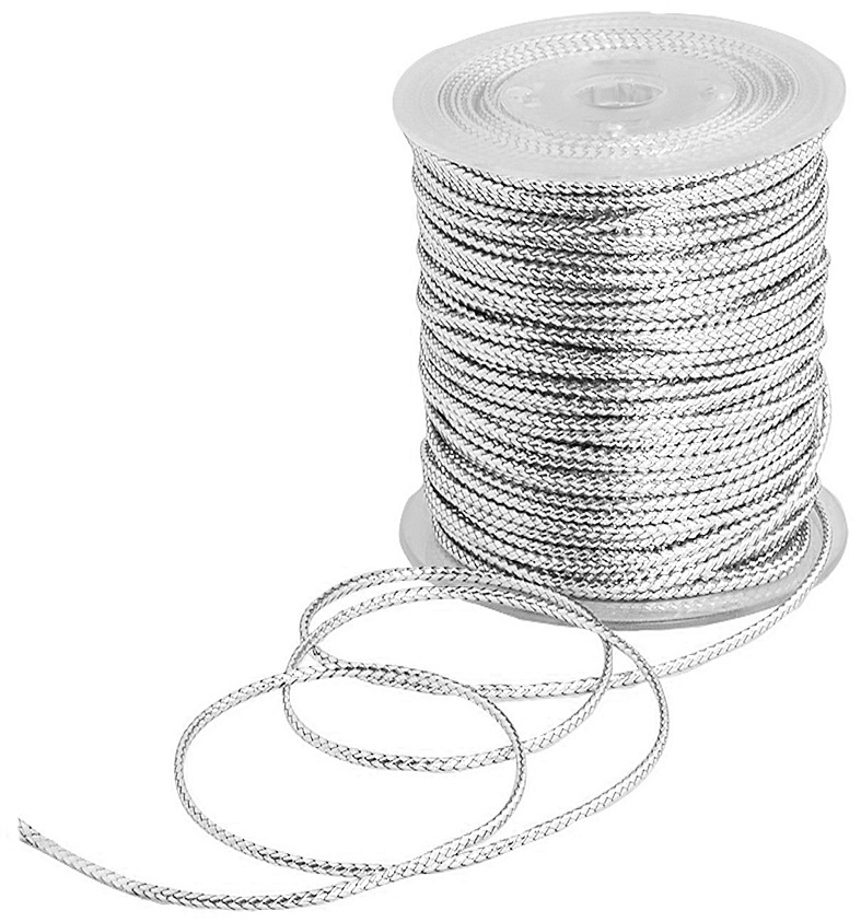 Collier-Kordel-silber-1mm SCHMUCK-Kordel, silber: 1 mm Ø breit / 100 Meter