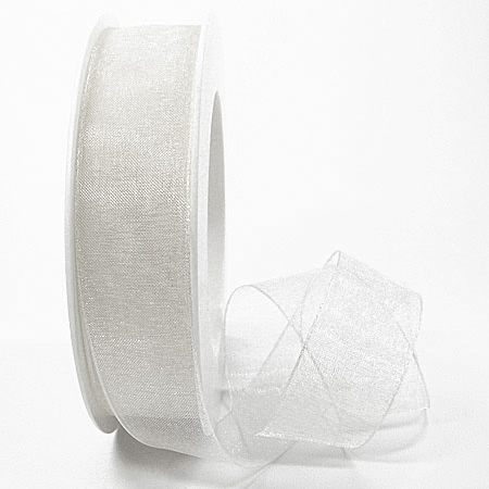 1250025001 Organzaband 25mm breit, 25m-Rolle: weiss