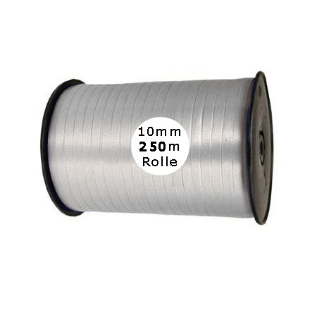 10mm-silber Ringelband: 10mm breit / 250m-Rolle, silber (matt)