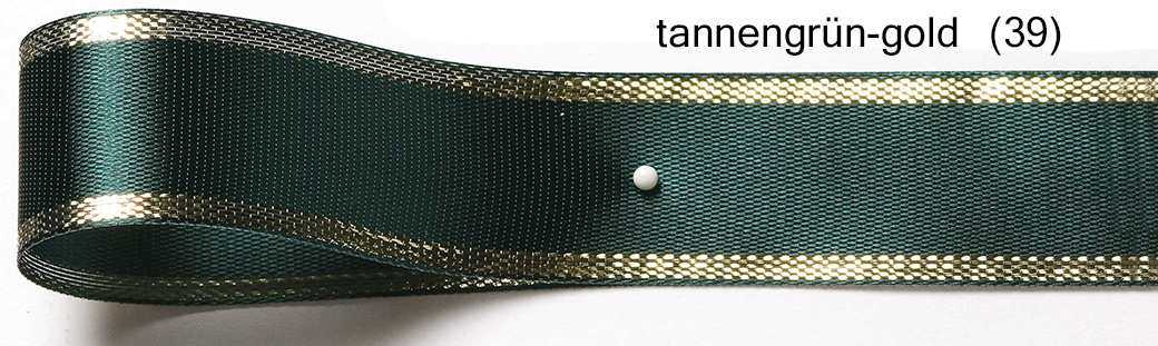 Satinband EASY mit Goldkante: tannengrün-gold (039)