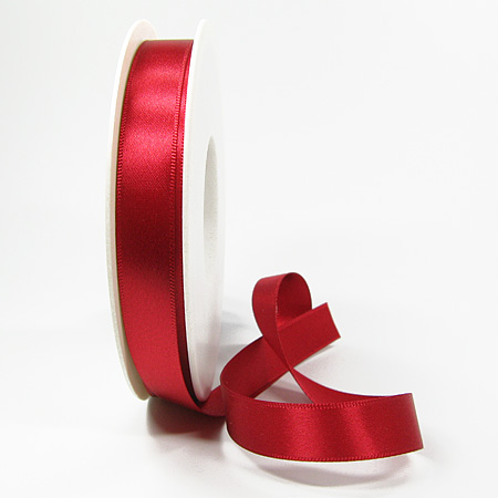 15mm-rot-042 Satinband-SINFINITY, rot: 15mm breit / 25m-Rolle, mit feiner Webkante.