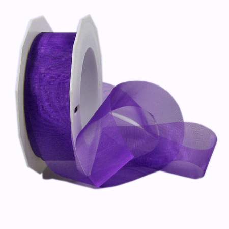 Organzaband-Sheer: 25mm breit / 25m-Rolle, dunkellila.