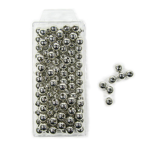Metallic-Perlen, silber: 10mm Ø - 115 Stück