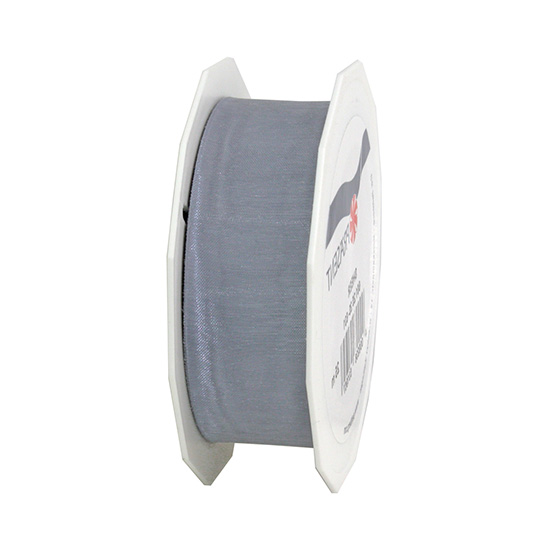 6012525631 Organzaband-Sheer: 25mm breit / 25m-Rolle, silber.