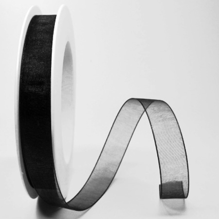 1250015050 Organzaband schwarz: 15mm breit / 25m-Rolle