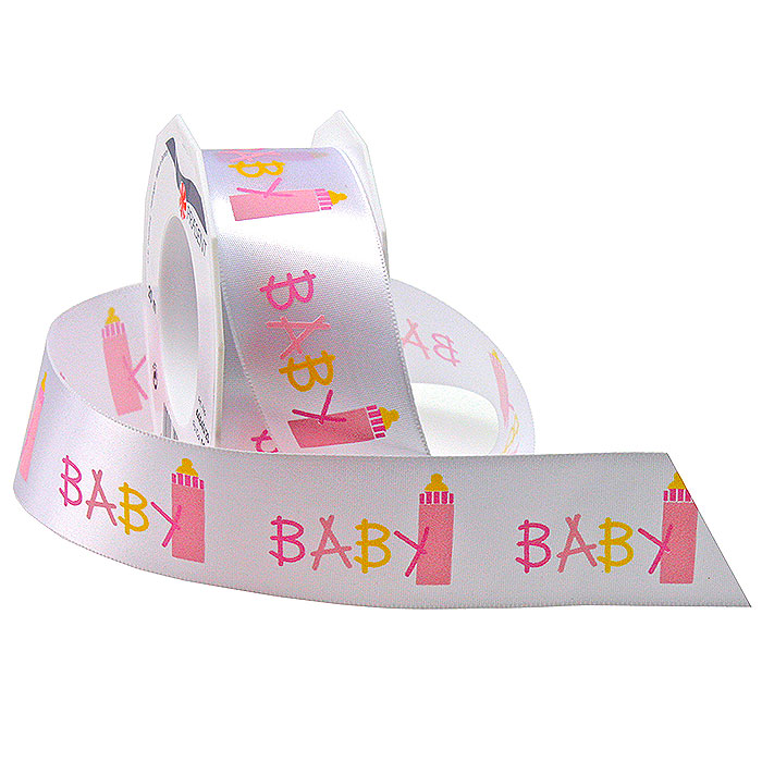 Baby Dekoband, rosa: - 40mm breit / 20m-Rolle