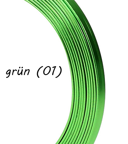 gruen01 Aluminium-Flachdraht: ca. 5mm x 1mm - 10m-Ring: grün (01)
