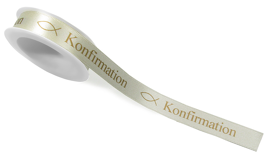 Konfirmationsband "Konfirmation" 15mm breit/25m Rolle