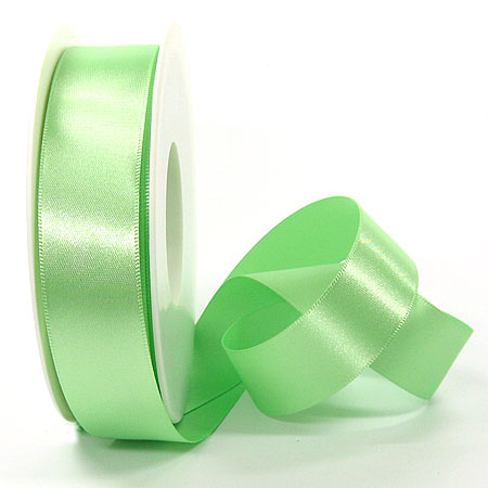 Satinband SINFINITY, hellgün: 25mm breit / 25m-Rolle, mit feiner Webkante.