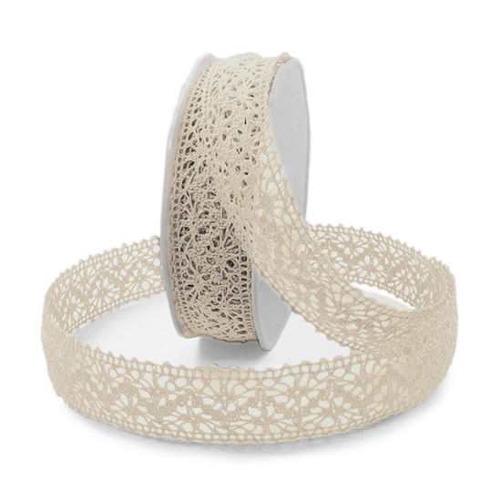 801892440 Häkelband, creme: 25mm breit / 10m-Rolle