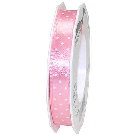 Pünktchenband - Mini Dots, rosa: 15mm breit / 20m-Rolle, mit feiner Webkante